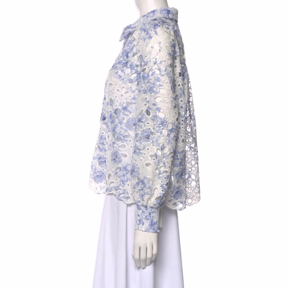 Caroline Constas Floral Lace Eyelet Blouse - Picture 4 of 7